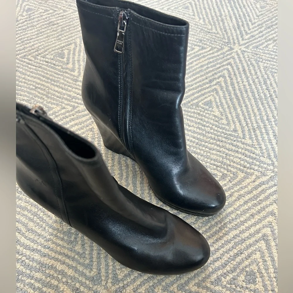 PRADA Leather Wedge Booties Boots - Picture 2 of 10